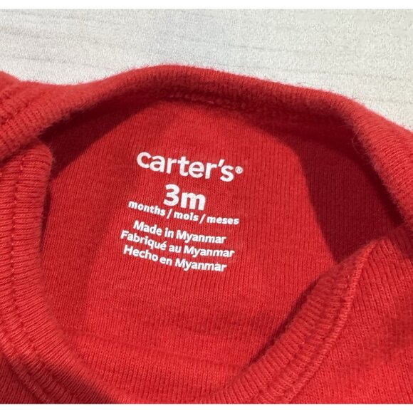 Carter's Baby Boys/Girls "Team Santa" Red Christmas Sleeper Romper 3M - Picture 4 of 6